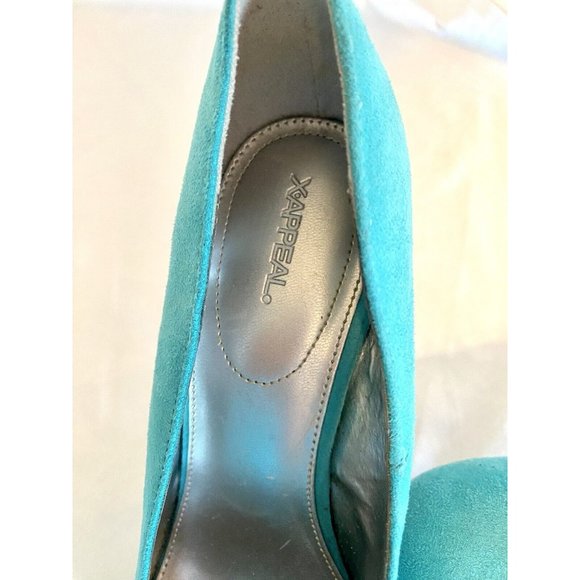 XAppeal Turquoise Size 8 Microfiber 5” Stiletto Heel Platform Pump Shoe - Picture 3 of 7